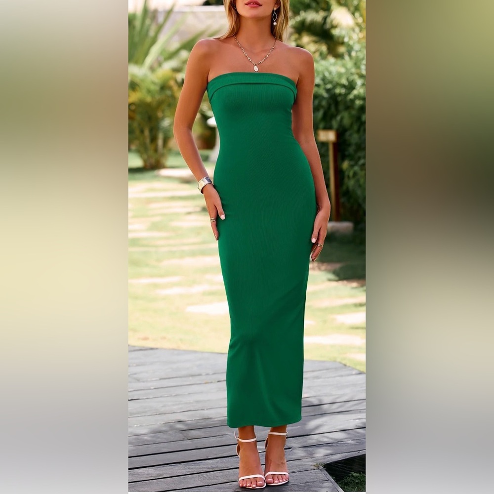 Chic Strapless Green Dress